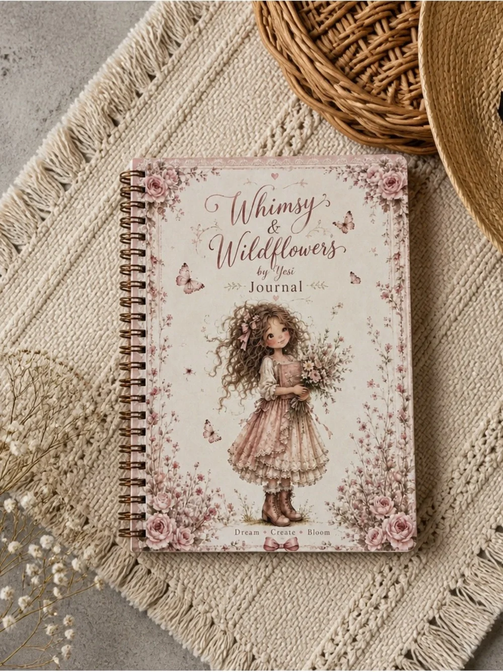 Whimsy & Wildflowers Journal  by Yesi — Pink Floral Spiral Notebook